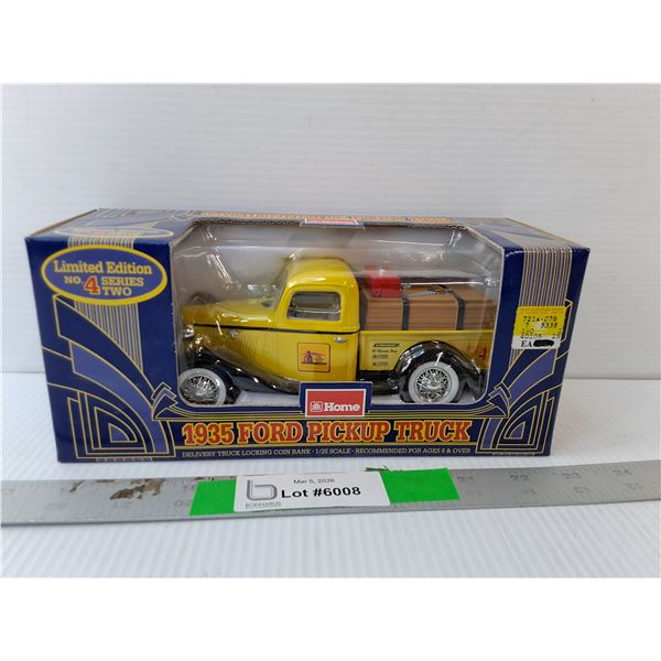 Home Hardware 1935 Model Ford Pickup Truck Coinbank 1:25 Scale, NIB