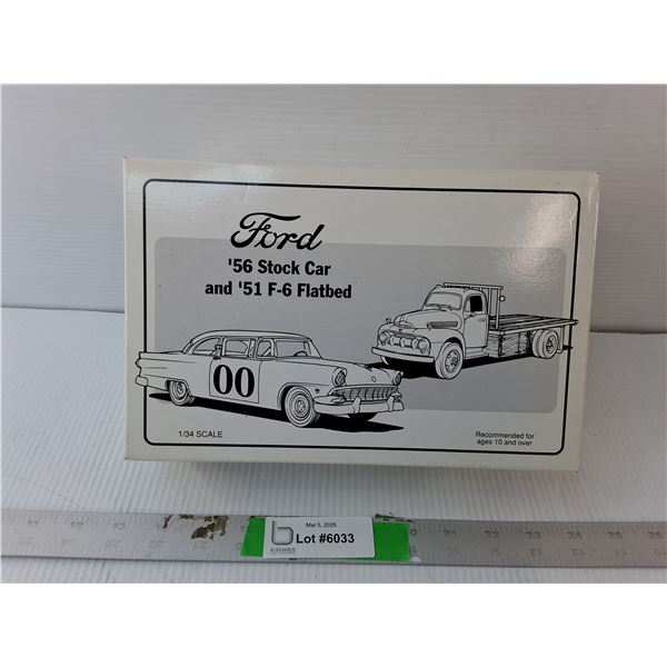 Ford Model 1956 Stock Car & 1951 F-6 Flatbed Truck 1:34 Scale, NIB
