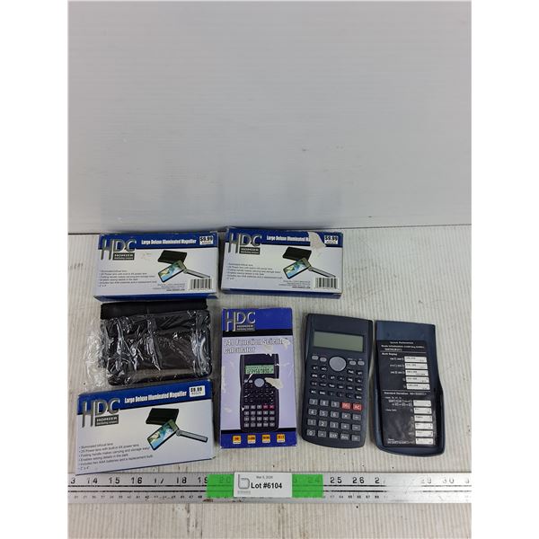 HDC 240 Function Scientific Calculator & (3) Large Deluxe Illuminated Magnifiers