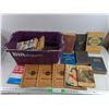 Image 1 : Shopping Basket 21" x 14" x 9" , Assorted Books - Photo Guide, Exercise Book, Canada 1964