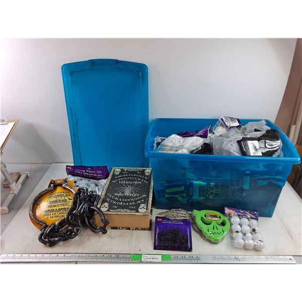 Assorted Halloween Decorations, Plastic Storage Tote w/Lid 21" x 15" x 12" - Cannot Ship