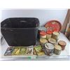 Image 1 : Assorted Vintage Cans, (2) 13" Serving Trays, Books, Plastic Tote 23" x 15" x 17"-Cannot Ship