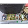 Image 2 : Assorted Vintage Cans, (2) 13" Serving Trays, Books, Plastic Tote 23" x 15" x 17"-Cannot Ship