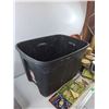 Image 6 : Assorted Vintage Cans, (2) 13" Serving Trays, Books, Plastic Tote 23" x 15" x 17"-Cannot Ship