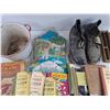Image 3 : 9" Enamel Pot, Pocket Ledger, Vintage Boots - Size 8, Cross Pendants, Misc