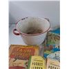 Image 7 : 9" Enamel Pot, Pocket Ledger, Vintage Boots - Size 8, Cross Pendants, Misc