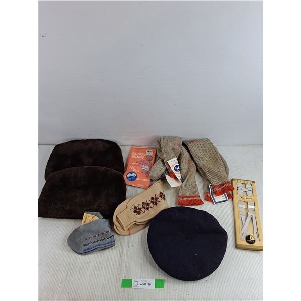 Winter Fur Hats, Winter Socks, Vintage Rose Marx Bra, Free Swing Suspenders