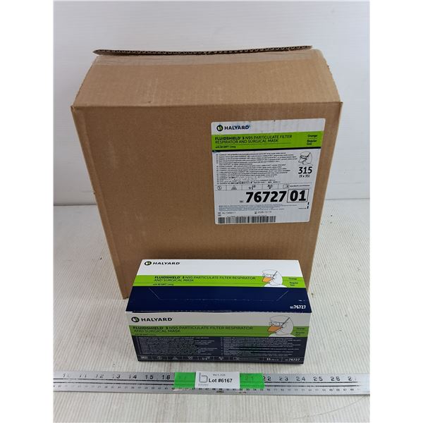 (9) Boxes of 35 Halyard Fluidshield 3 N95 Particulate Filter Respirator and Surgical Masks 315 Total