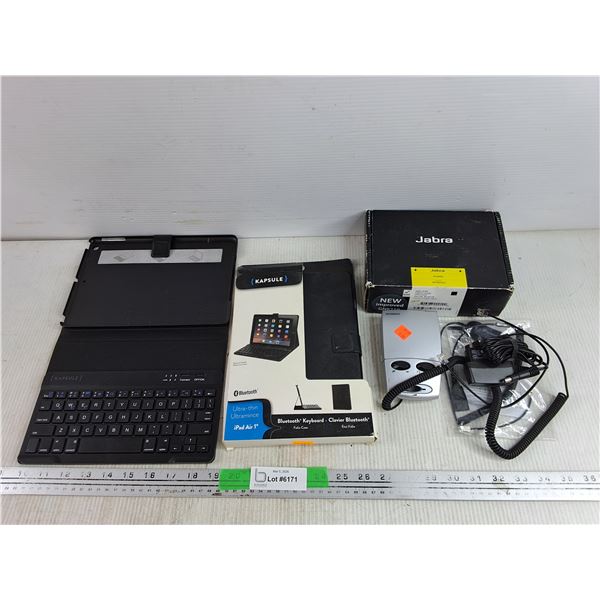 (2) Kapsule Bluetooth Keyboard Tablet Cases, Jabra Amplifier - As Is