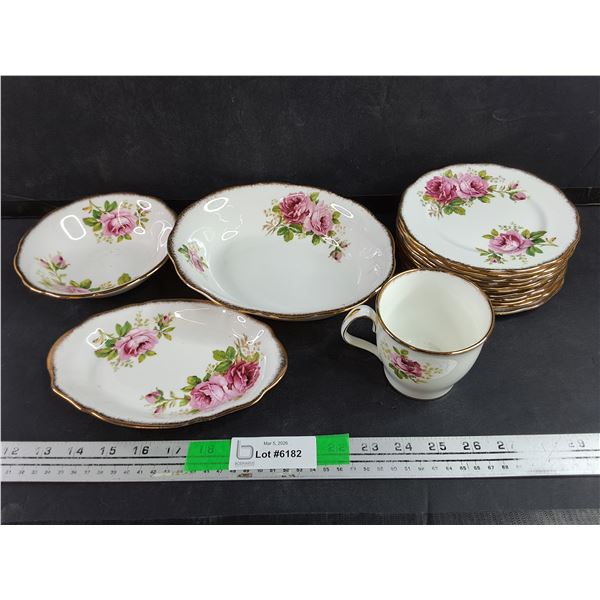 American Beauty Royal Albert Bone China England Dish Set - Chipped - PICK UP