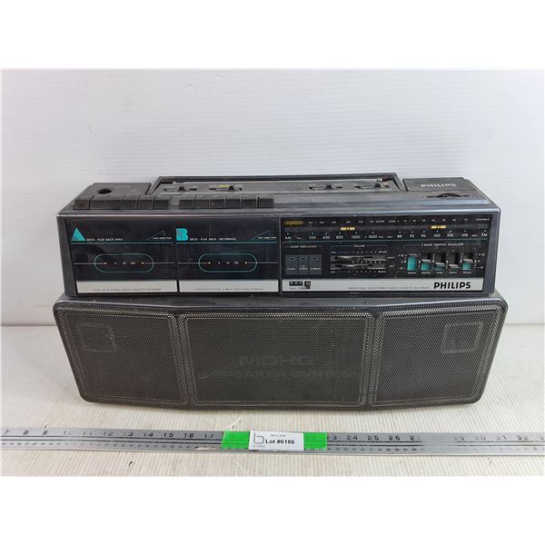 Vintage Philips D8300 Dual Deck Stereo Radio Cassette Recorder - As Is - PICK UP