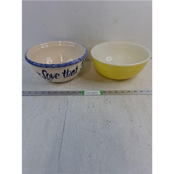 Yellow Pyrex bowl,Large Popcorn Bowl