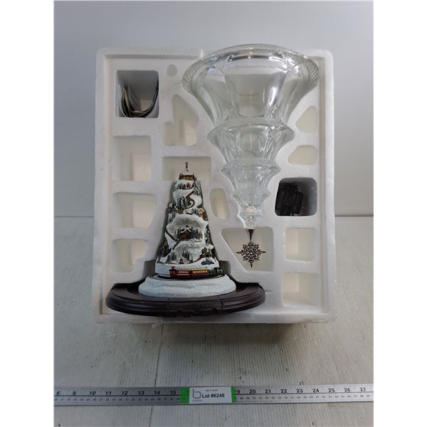 Bradford Exchange Glass Village Christmas Tree with Lights and Train-Working/New