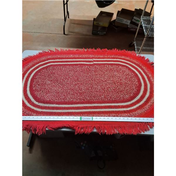 Rainbow Shag Rag "Bouicherquite" Rug and Handmade Crochet Rug-Larger Rug is 48" Long,other is 32" lo