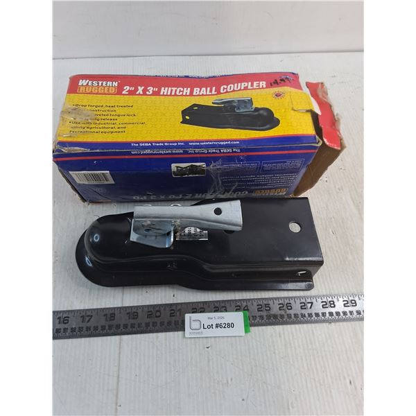 Western Rugged Unused 2" x 3" Hitch Ball Coupler
