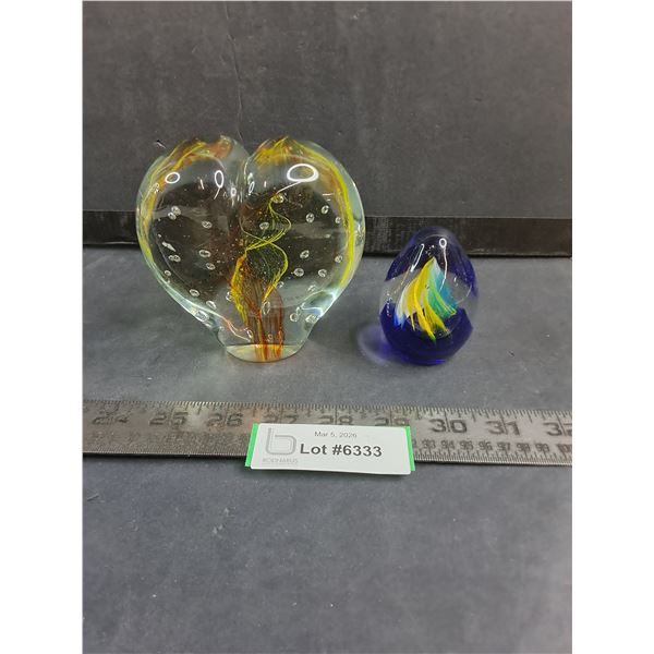 (2) Art Glass Ornaments