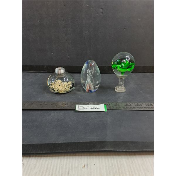 (3) Art Glass Ornaments