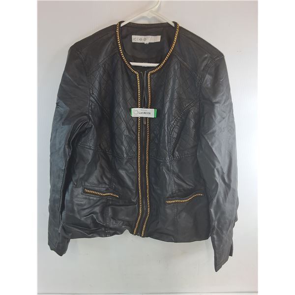 * Women's Cleo Faux Leather Fashion Jacket - Approx Medium Size - Front Zipper Snagged