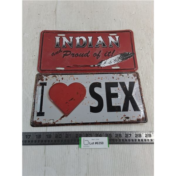 (2) Novelty License Plates