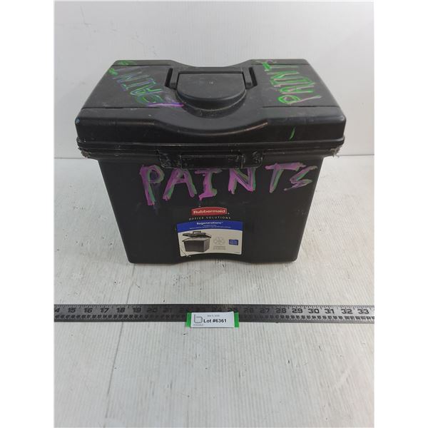 Rubbermaid Tote Half Full of Paint Supplies - Cannot Ship