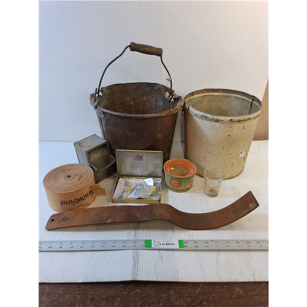 Vintage Pails / Barber Shop Leather Strip / Cigarette Tin / Misc - PICK UP