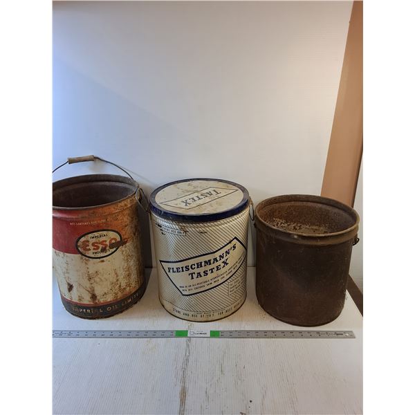 (3) * Vintage Steel Five Gallon Pail - Cannot Ship