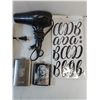 Image 2 : Assorted Misc- Hair Dryer, Straightener,  Curler- Sticker Letters, Flasks, Small Batteries