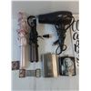 Image 3 : Assorted Misc- Hair Dryer, Straightener,  Curler- Sticker Letters, Flasks, Small Batteries