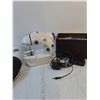 Image 3 : Assorted- Masks, Craft Box, Small Sewing Machine (Powers On,As Is)