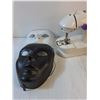Image 4 : Assorted- Masks, Craft Box, Small Sewing Machine (Powers On,As Is)