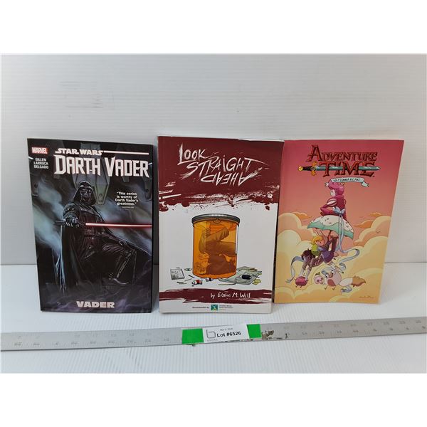 (3) Graphic Novels- Star Wars,  Look Straight Ahead, Adventure Time