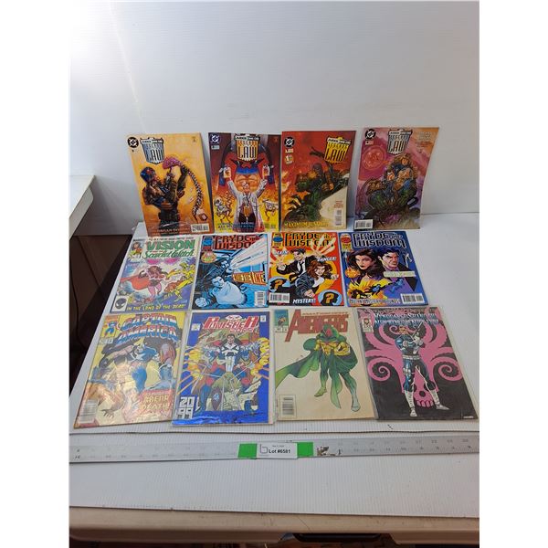 (12) Comics- Judge Dredd Legends of Law, Pryde & Wisdom, The Punisher 2099, Misc.
