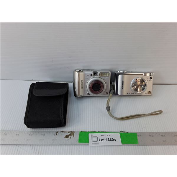 Canon Power Shot A510 & Fujifilm FinePix Cameras- As Is & Case