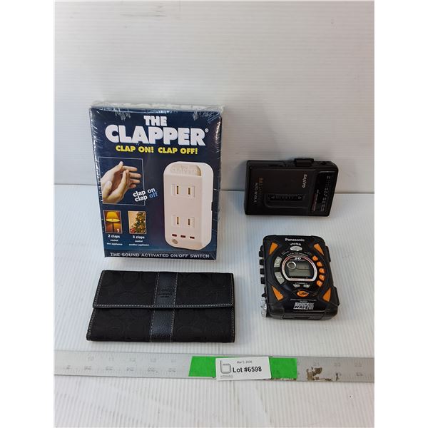 Coach Wallet, Clapper On/Off Switch, (2) Portable Cassette Players- As Is