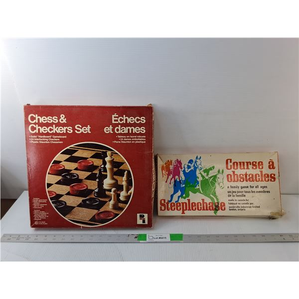 (2) Games- Chess Set and Steeplechase- As Is