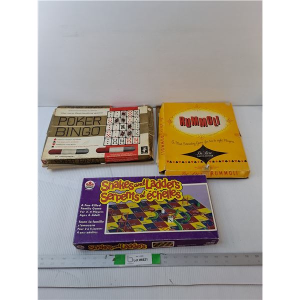 (3) Games- Snakes & Ladders, Rummoli, Poker Bingo