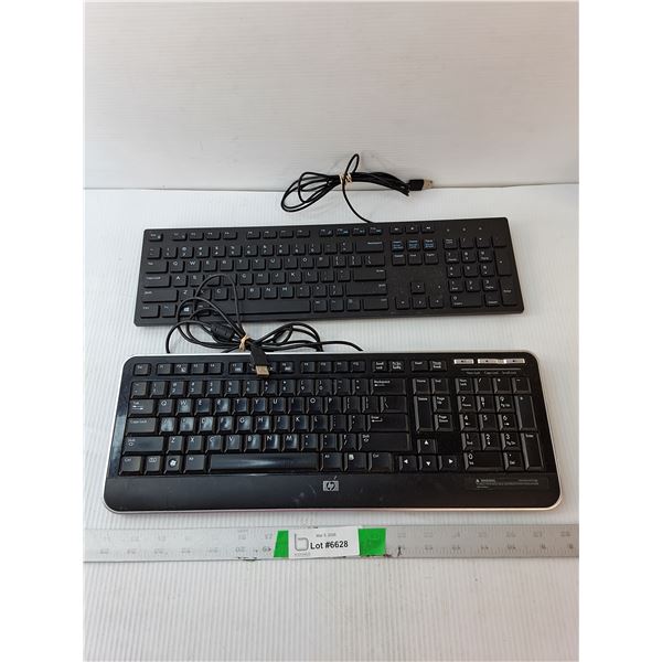 (2) Computer Keyboards- Dell & HP -Untested