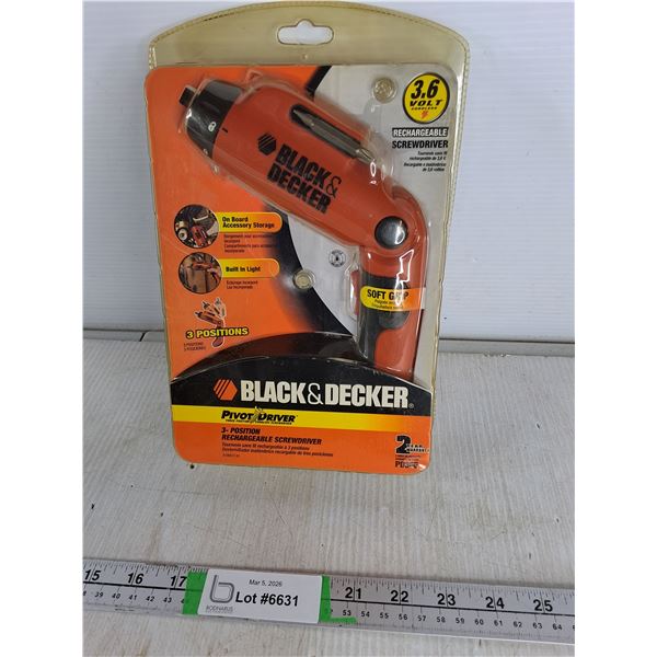 Black & Decker Rechargable Screwdriver- NIB