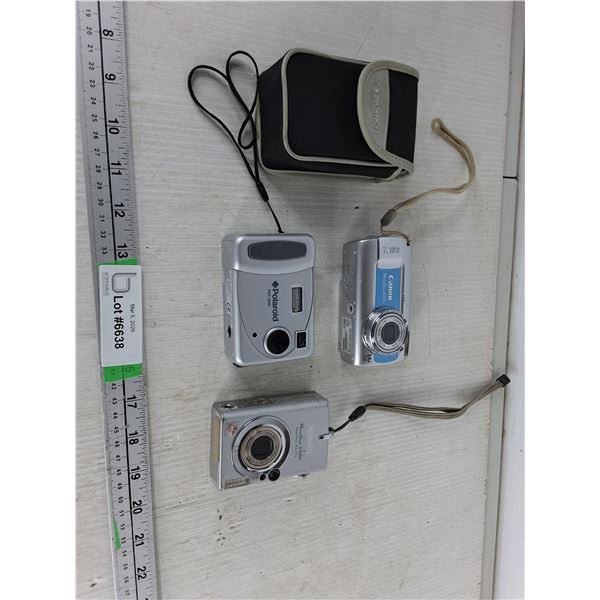 (3) Digital Cameras- Canon & Polaroid, Untested, Polaroid Case