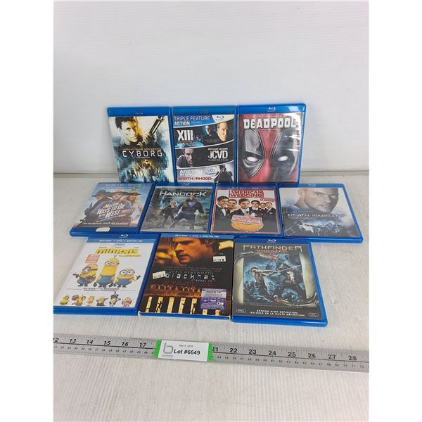 (10) Assorted Blu-Ray Discs, Minions, Hancock, Deadpool