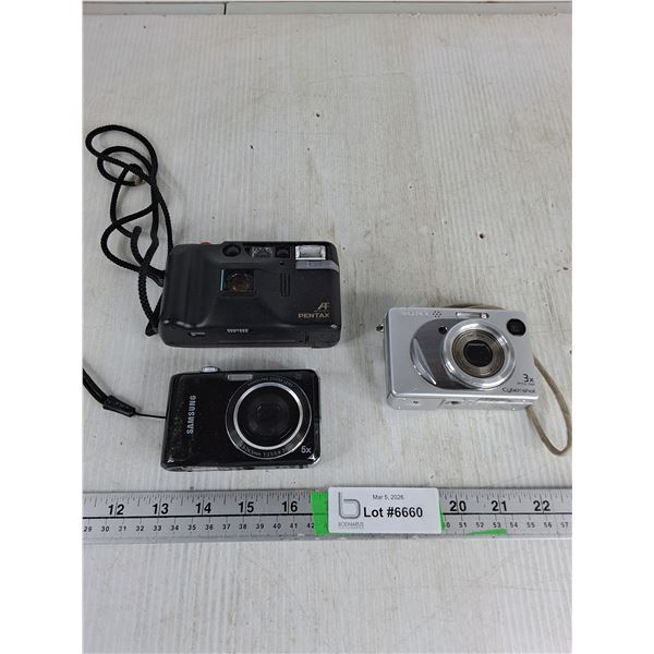 (3) Cameras- Pentax, Samsung, Sony, Untested