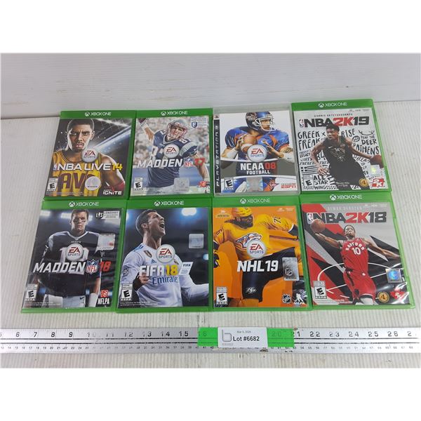 (8) Xbox One & PS3 Games - Madden NFL 17, FIFA 18, NHL19