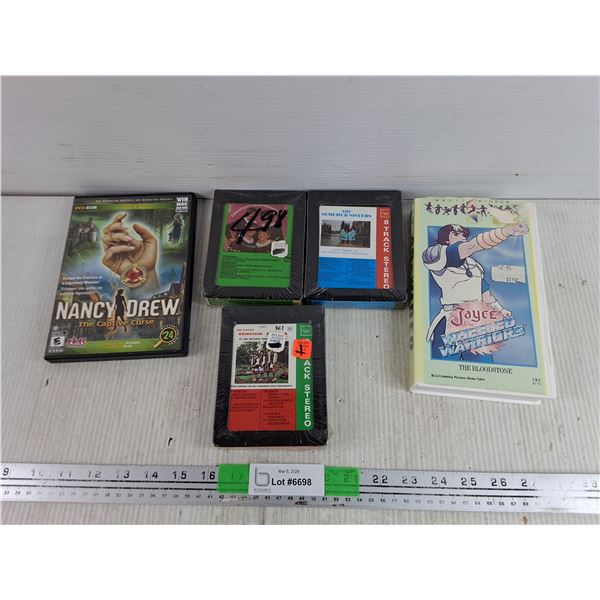 8 Track Stereo Cartridges, Nancy Drew The Captive Curse Game, The Bloodstone VHS