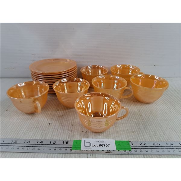 Fire King Peach Lustre Laurel Tea Cups & Saucers - PICK UP
