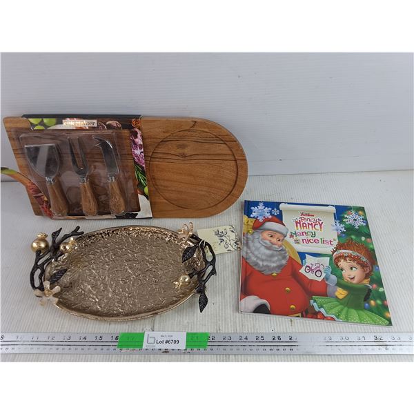 Cheeseboard & Knife Set, Fancy Nancy Book, Decorative Tray