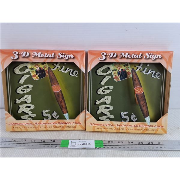 (2) 3D Hand Painted Metal Signs 9" x 8 1/2"