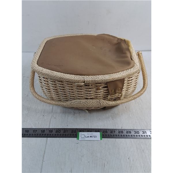 Wicker Sewing Basket w/Contents