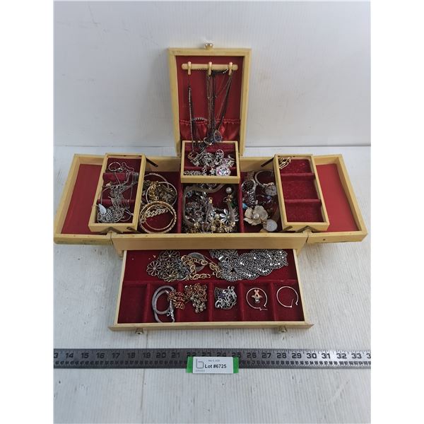 Jewelry Box w/Large Quantity of Costume Jewelry Contents