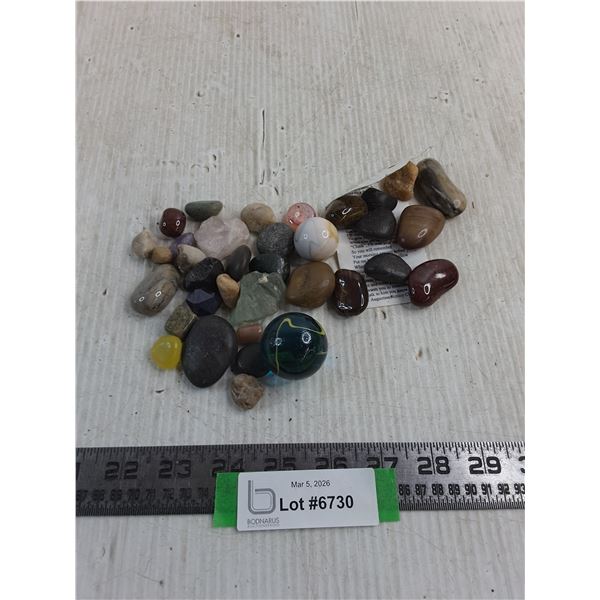Small Assortment of Polished & Unpolished Stones, Marbles
