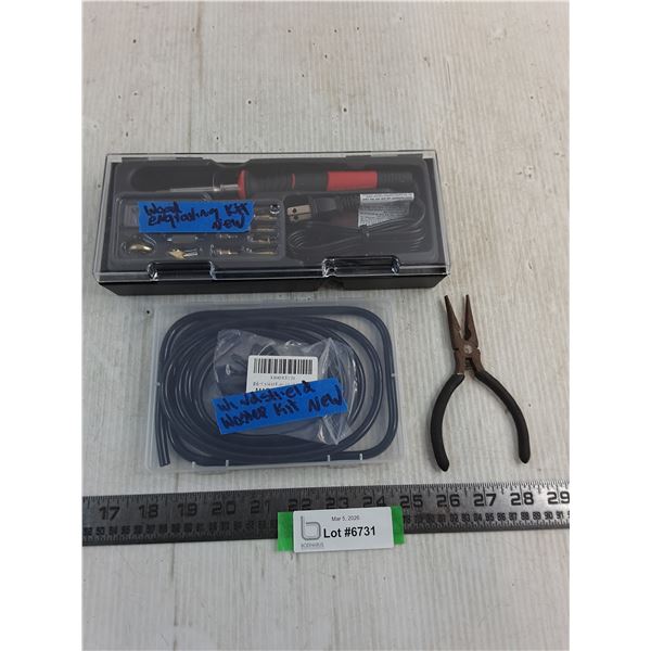 (2) New Kits (Wood Burning & Windshield Washer), Needle nose Pliers